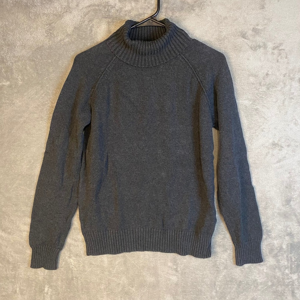Jeanne Pierre Sweater Women L Turtleneck Charcoal Grey Knit Pullover EUC